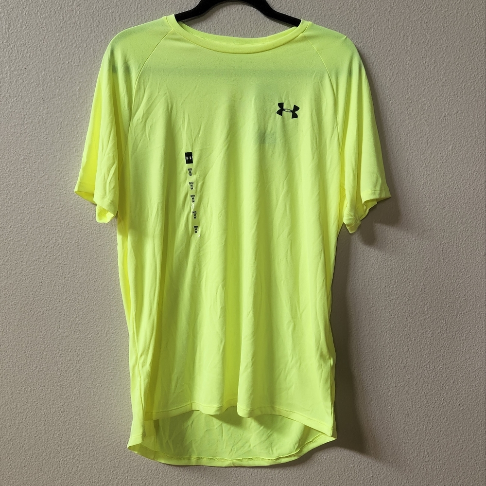 NWT Under Armour Men's The Tech Tee Heatgear Short Sleeve Florescent Yellow M